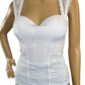 SPIRIT Womens White Lace Corset Top Size M Coquette Angelcore